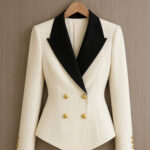 helixorae | Women’s Chic Double-Breasted Blazer – Elegant Black & White Contrast Slim Fit Professional Jacket for Spring & Autumn 2026 - helixorae