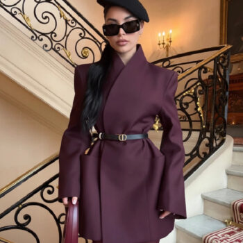 Signature Wrap Blazer Dress – Luxury Belted Power Look - helixorae