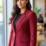 Luxury Red Tailored Blazer for Women – Elegant Single-Button Office & Evening Jacket - helixorae