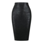 High-Waisted Black Bodycon Pencil Skirt | Stretchy Slim-Fit Midi Skirt for Women | Elegant Shaping Skirt - helixorae