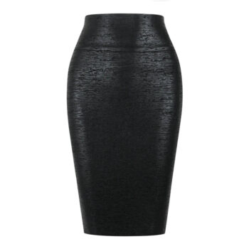 High-Waisted Black Bodycon Pencil Skirt | Stretchy Slim-Fit Midi Skirt for Women | Elegant Shaping Skirt - helixorae