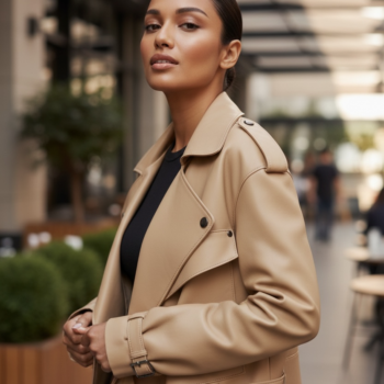 Luxury Oversized Sheepskin Moto Jacket – Cropped Structured Biker Coat for Women (Red, Black, Ivory, Emerald Green, Blush Pink, Camel) - helixorae