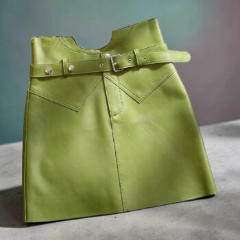 Women’s Genuine Sheepskin Leather Mini Skirt – High Waist Belted Office Chic Skirt - helixorae