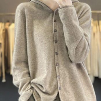 Women’s Soft Knit Hooded Button-Up Cardigan | Cozy Lightweight Hoodie Sweater for Fall & Winter | Casual Chic Layering Top - helixorae